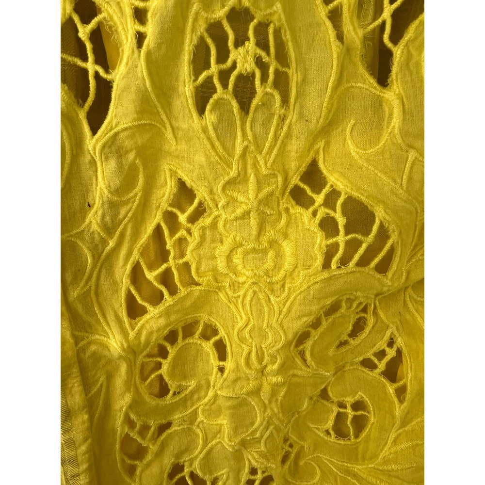 Sundance Garbo Yellow Eyelet Lace Blouse Top Size XL Spring Vibrant Bright Boho - Picture 4 of 8